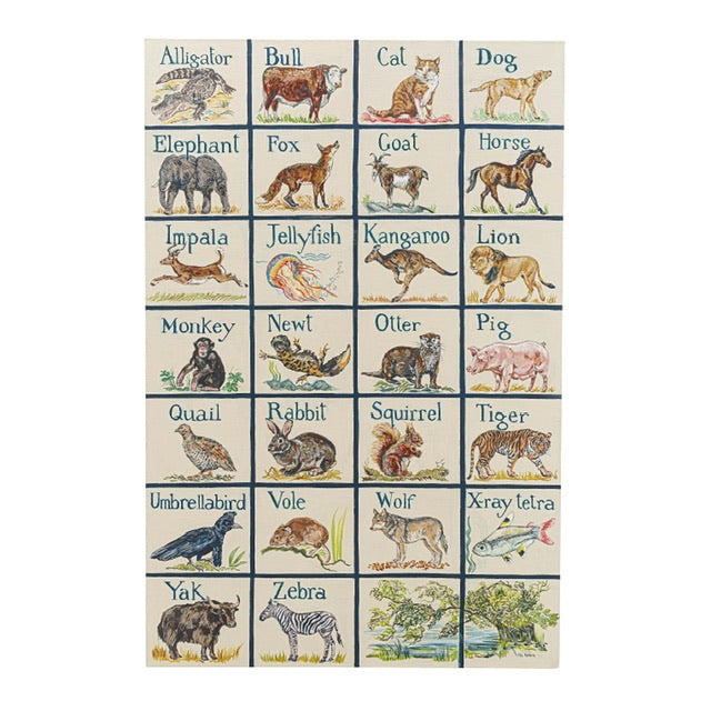 Animal ABC. This print is created from a painting of an animal ABC.   I was inspired by the style of Thomas Bewick, a renowned wood engraver and natural history author.