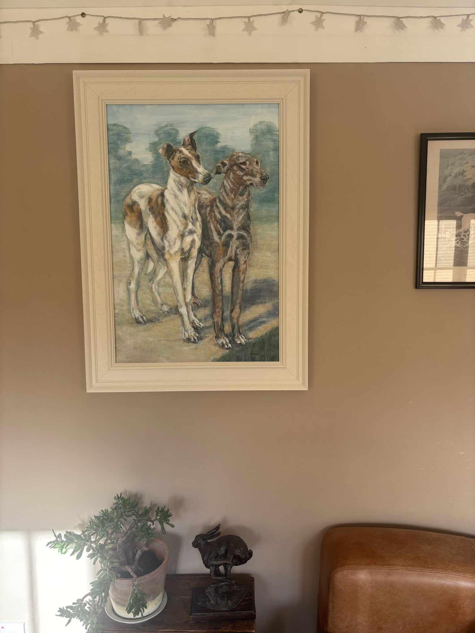 Warm Welcome Greyhounds This painting captures two handsome greyhounds ready to welcome you home.