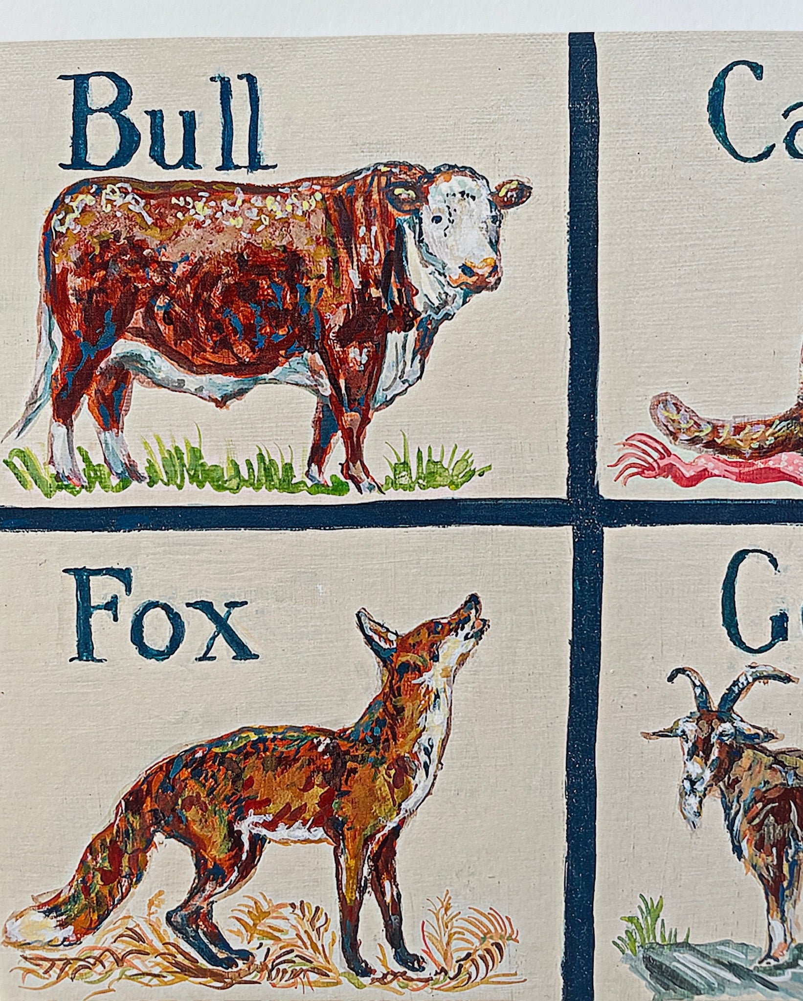 Animal ABC. This print is created from a painting of an animal ABC.   I was inspired by the style of Thomas Bewick, a renowned wood engraver and natural history author.