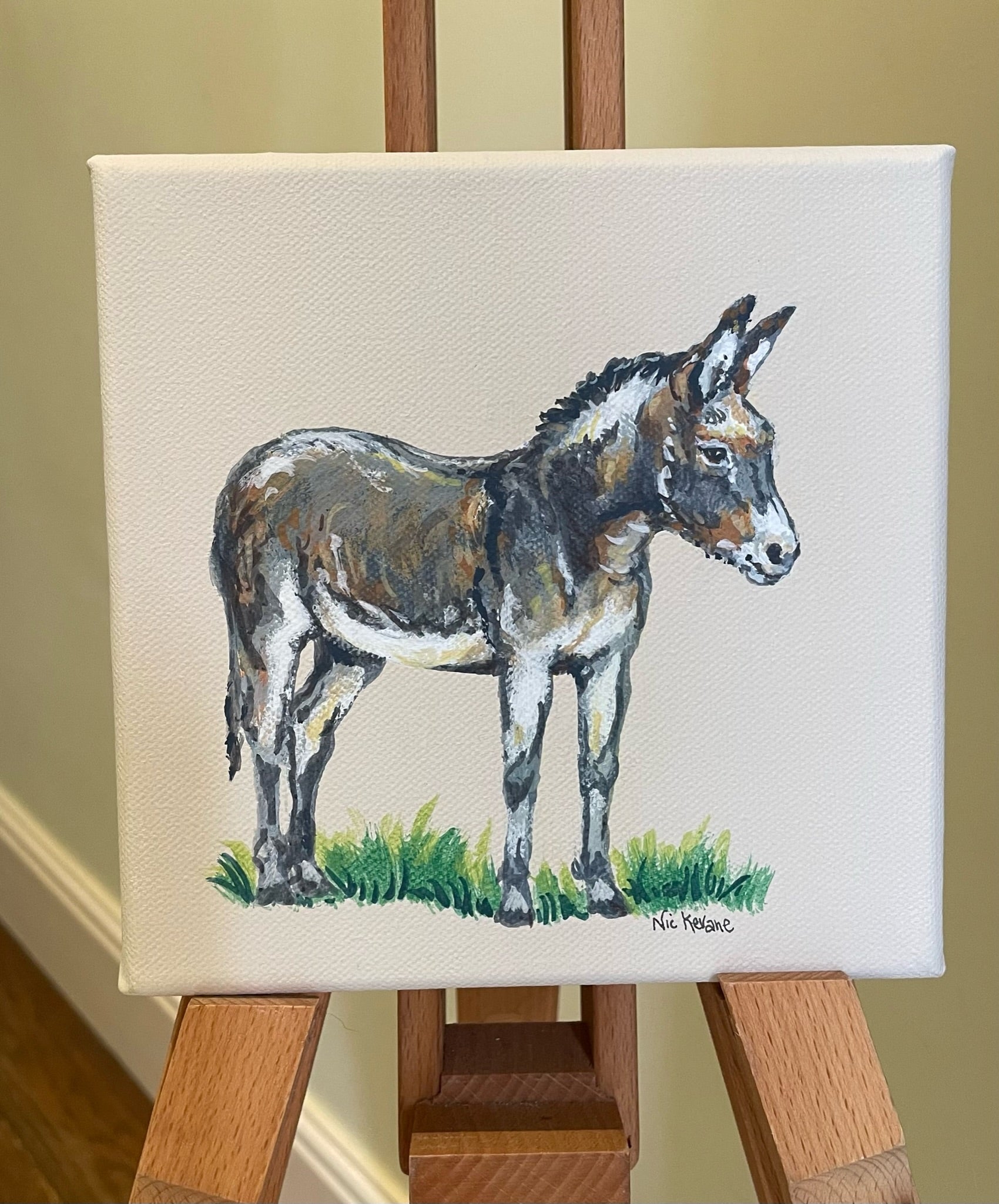 Little Donkey - My mini paintings depict various countryside subjects painted on soft off-white backgrounds.
