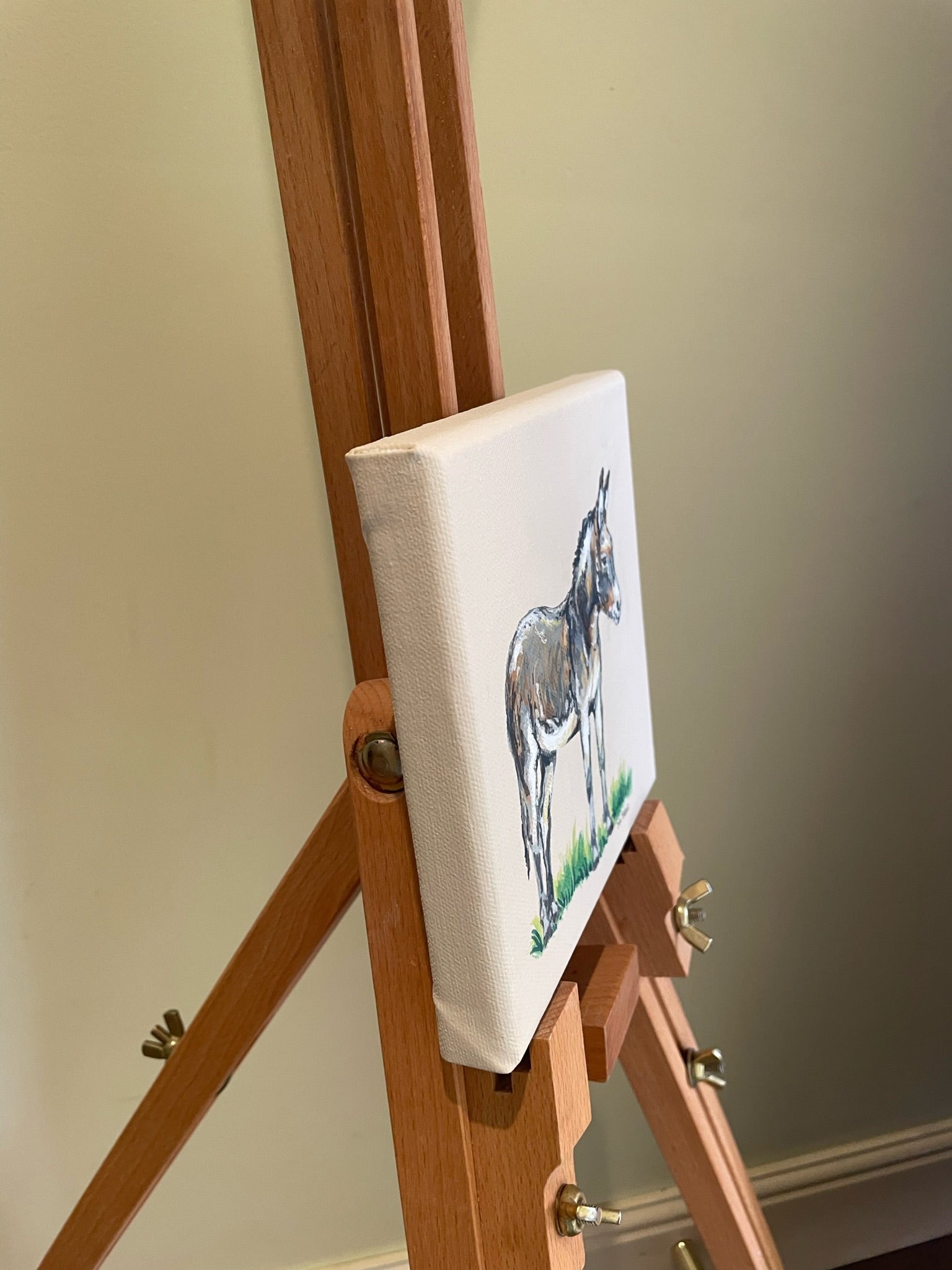 Little Donkey - My mini paintings depict various countryside subjects painted on soft off-white backgrounds.
