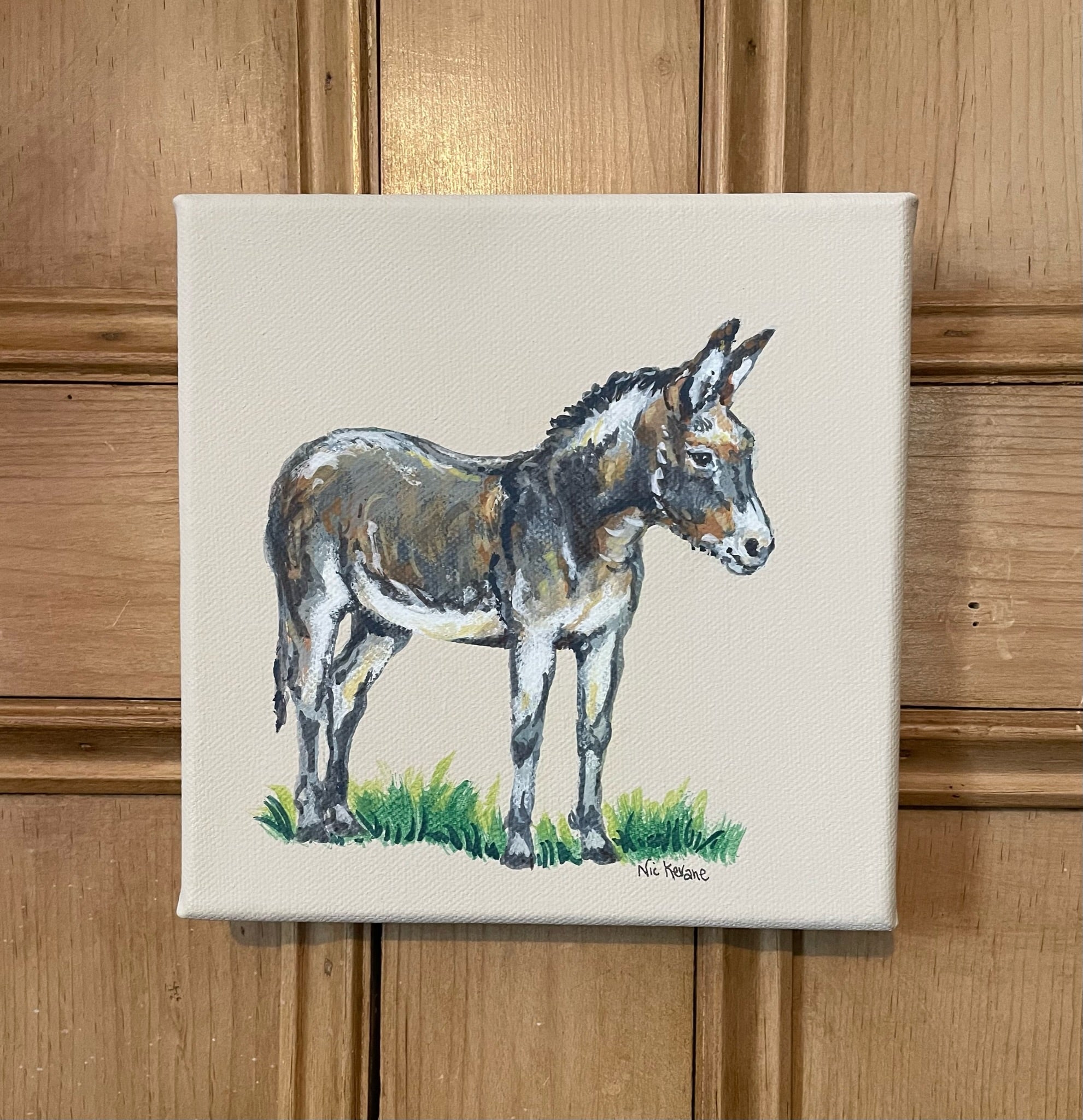 Little Donkey - My mini paintings depict various countryside subjects painted on soft off-white backgrounds.
