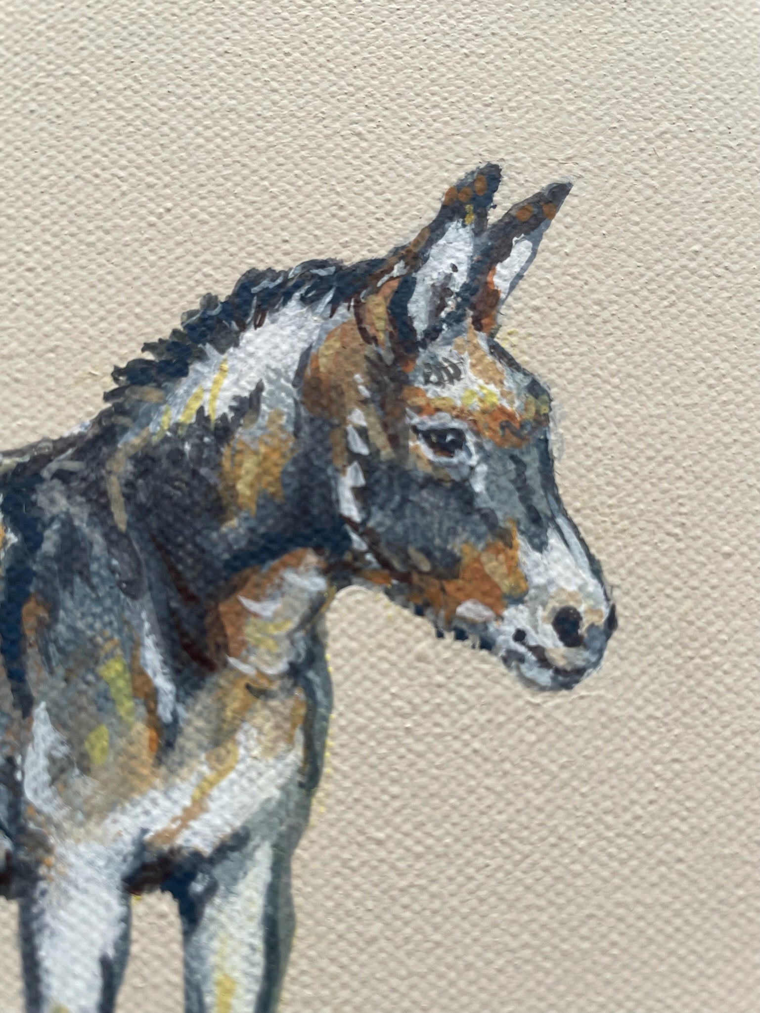 Little Donkey - My mini paintings depict various countryside subjects painted on soft off-white backgrounds.