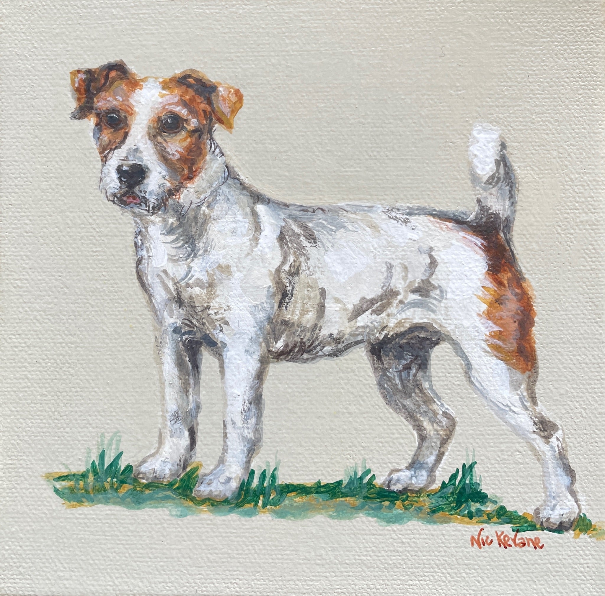Jack Russell - 15cm x 15cm mini paintings depicting various countryside subjects.
