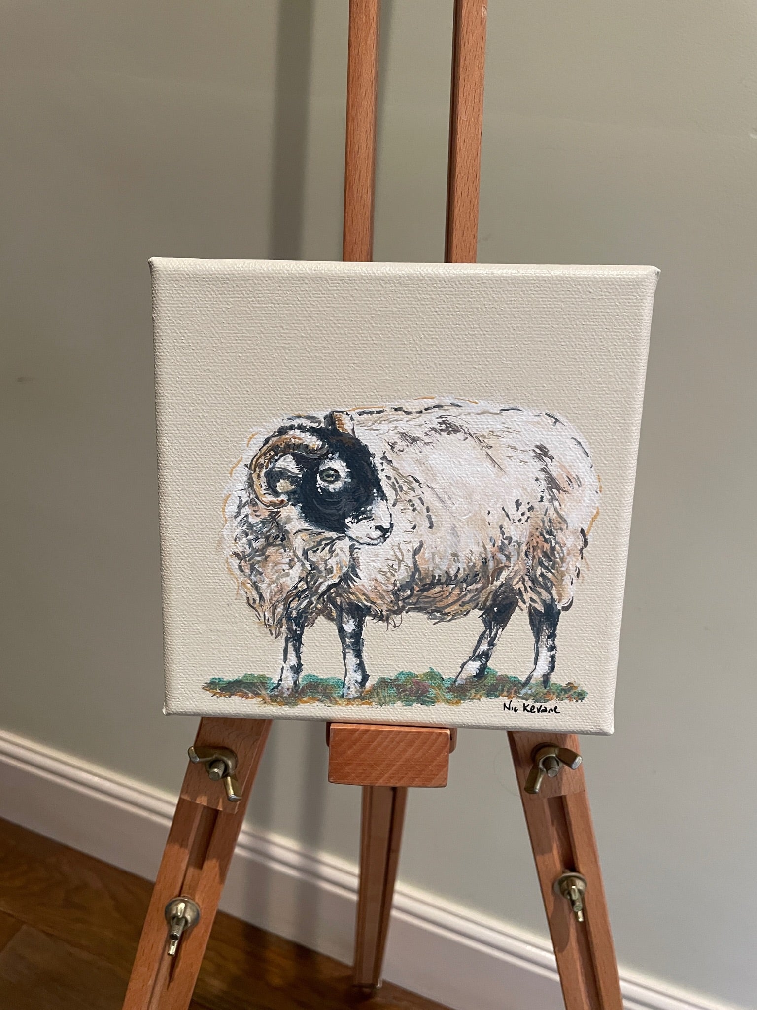 Swaledale Sheep - My mini paintings depict various countryside subjects painted on soft off-white backgrounds.