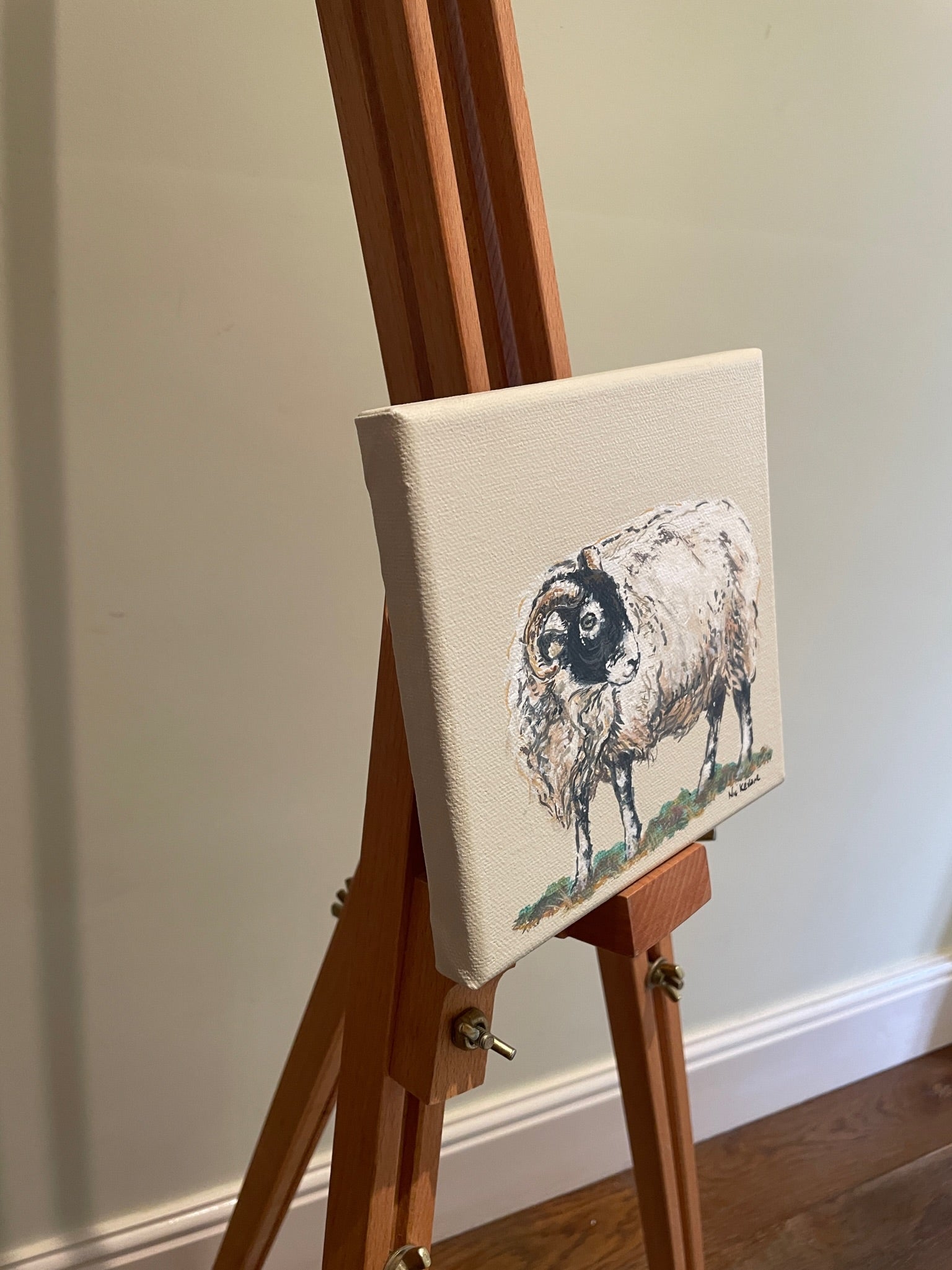 Swaledale Sheep - My mini paintings depict various countryside subjects painted on soft off-white backgrounds.