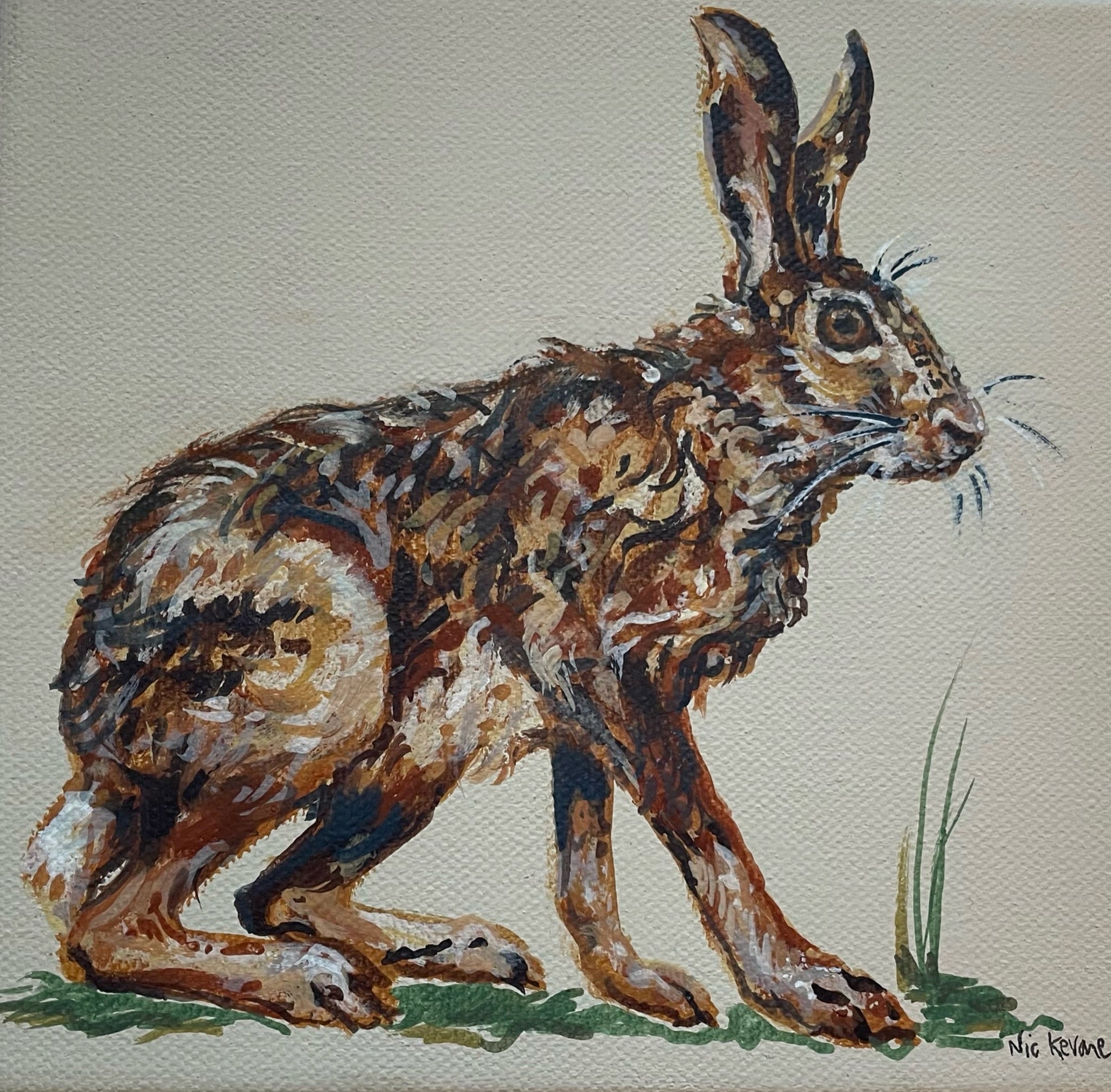 Hare - 15cm x 15cm mini paintings depicting various countryside subjects.