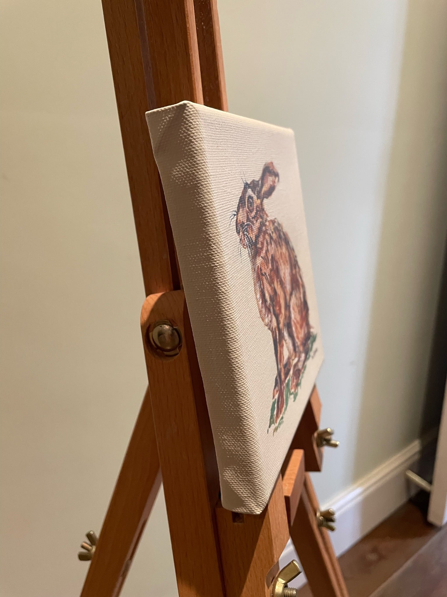 Sitting Hare - 15cm x 15cm mini paintings depicting various countryside subjects.