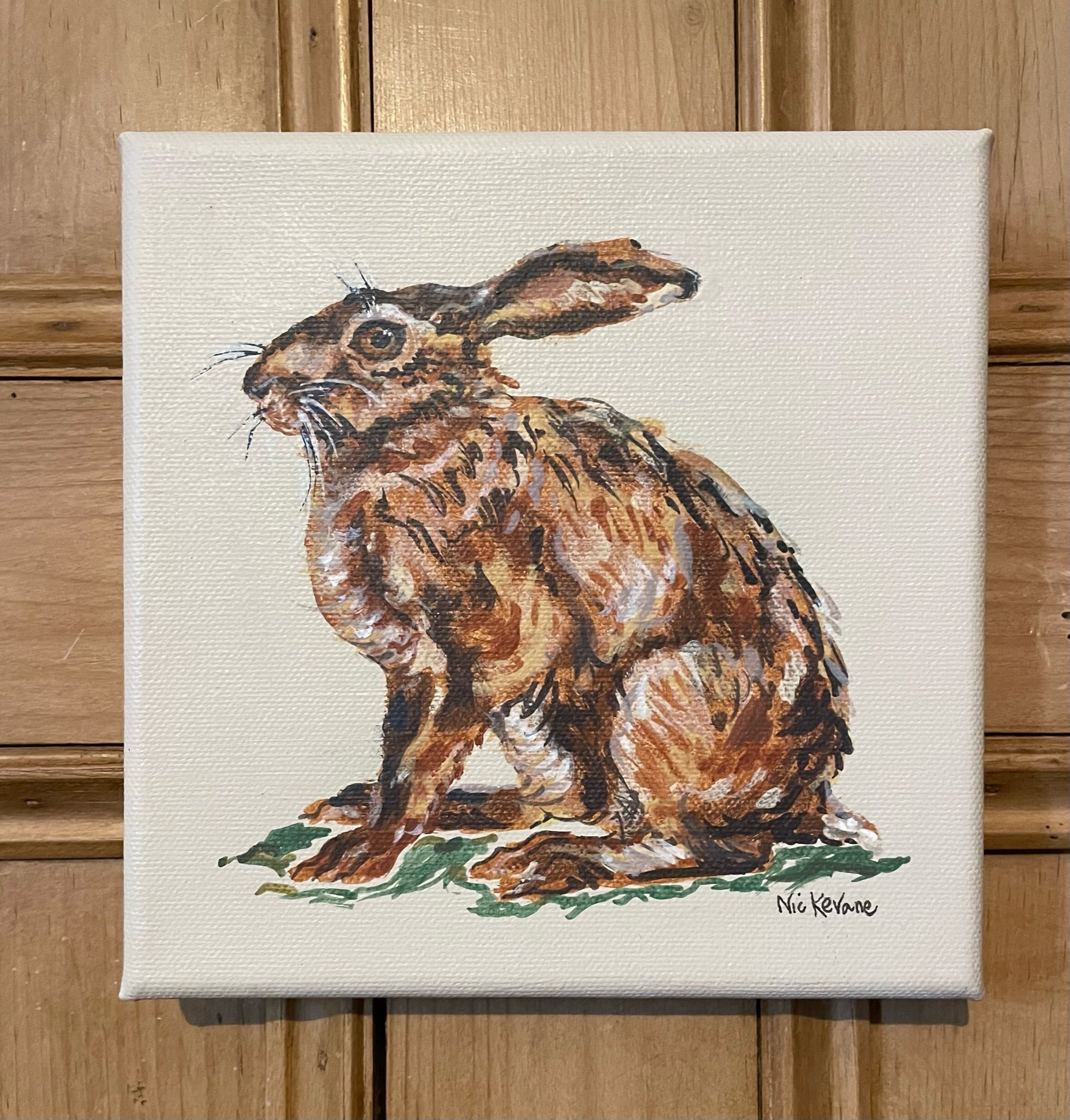 Sitting Hare - 15cm x 15cm mini paintings depicting various countryside subjects.