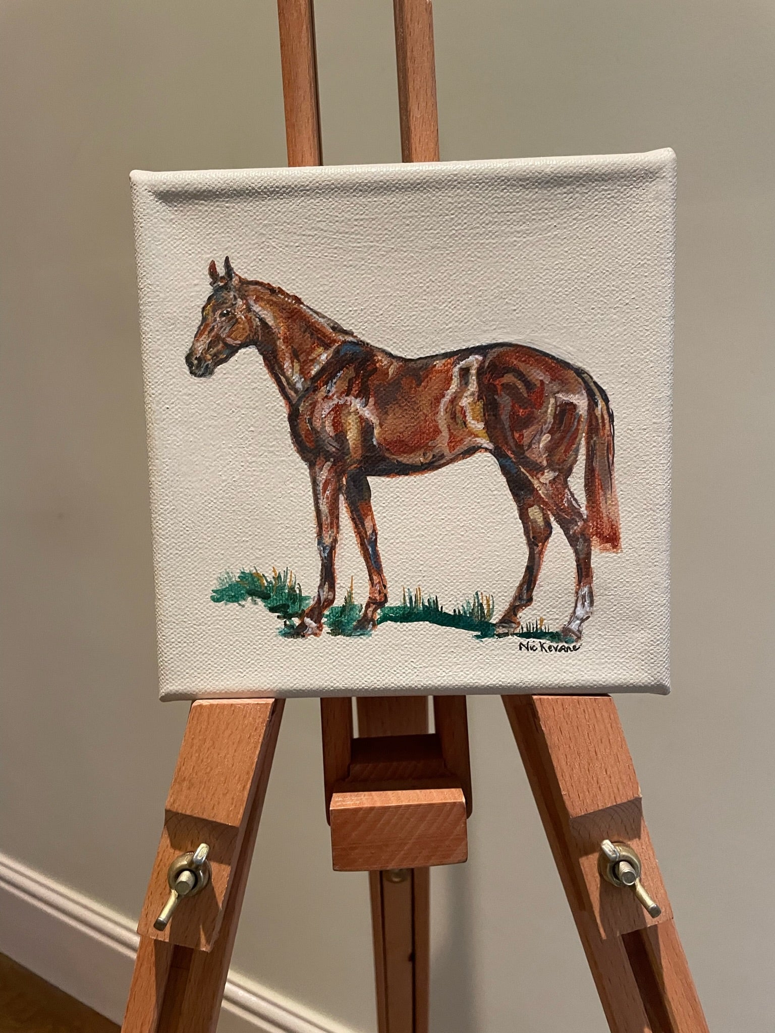 Chestnut Horse - 15cm x 15cm mini paintings depicting various countryside subjects.