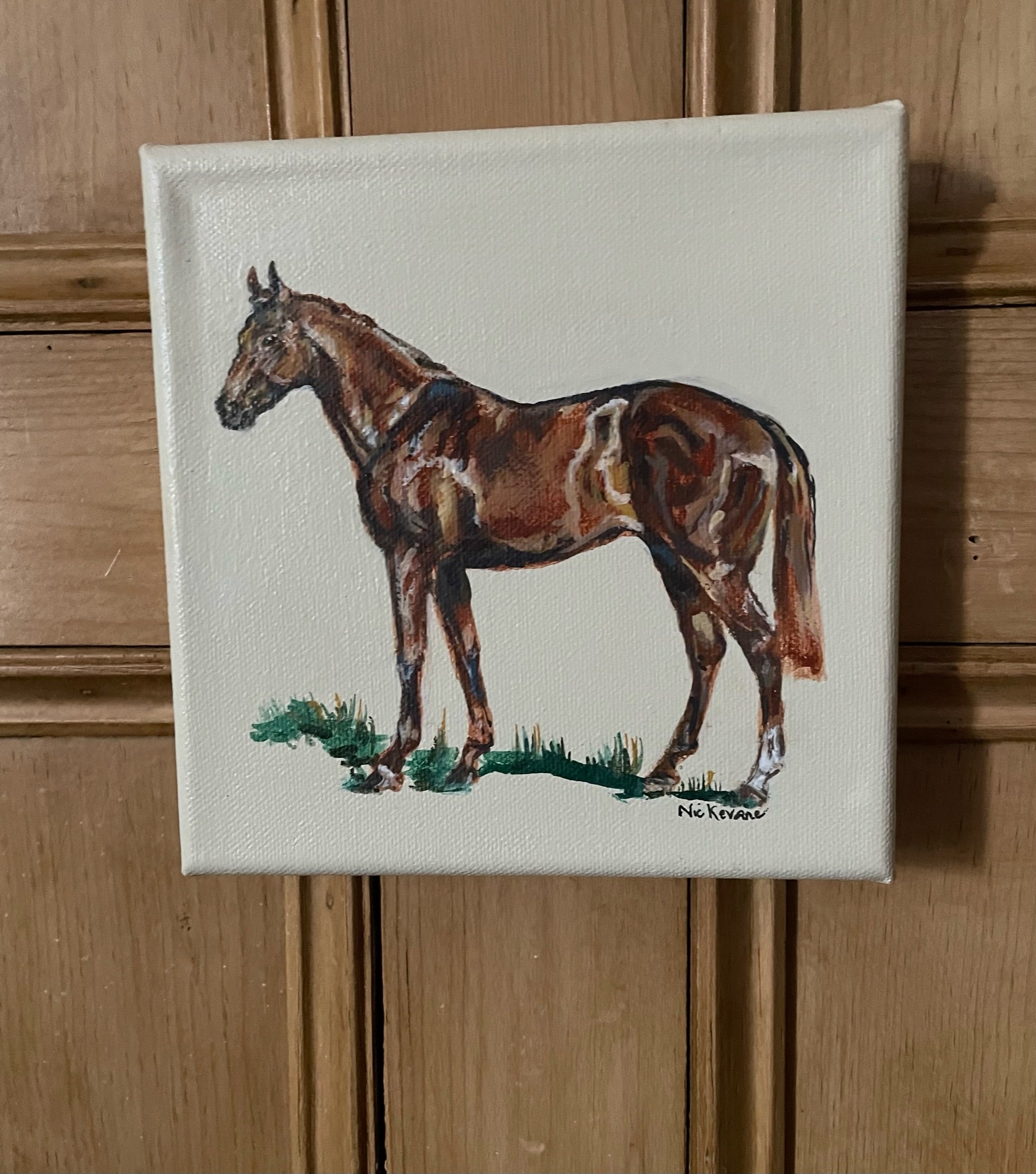 Chestnut Horse - 15cm x 15cm mini paintings depicting various countryside subjects.