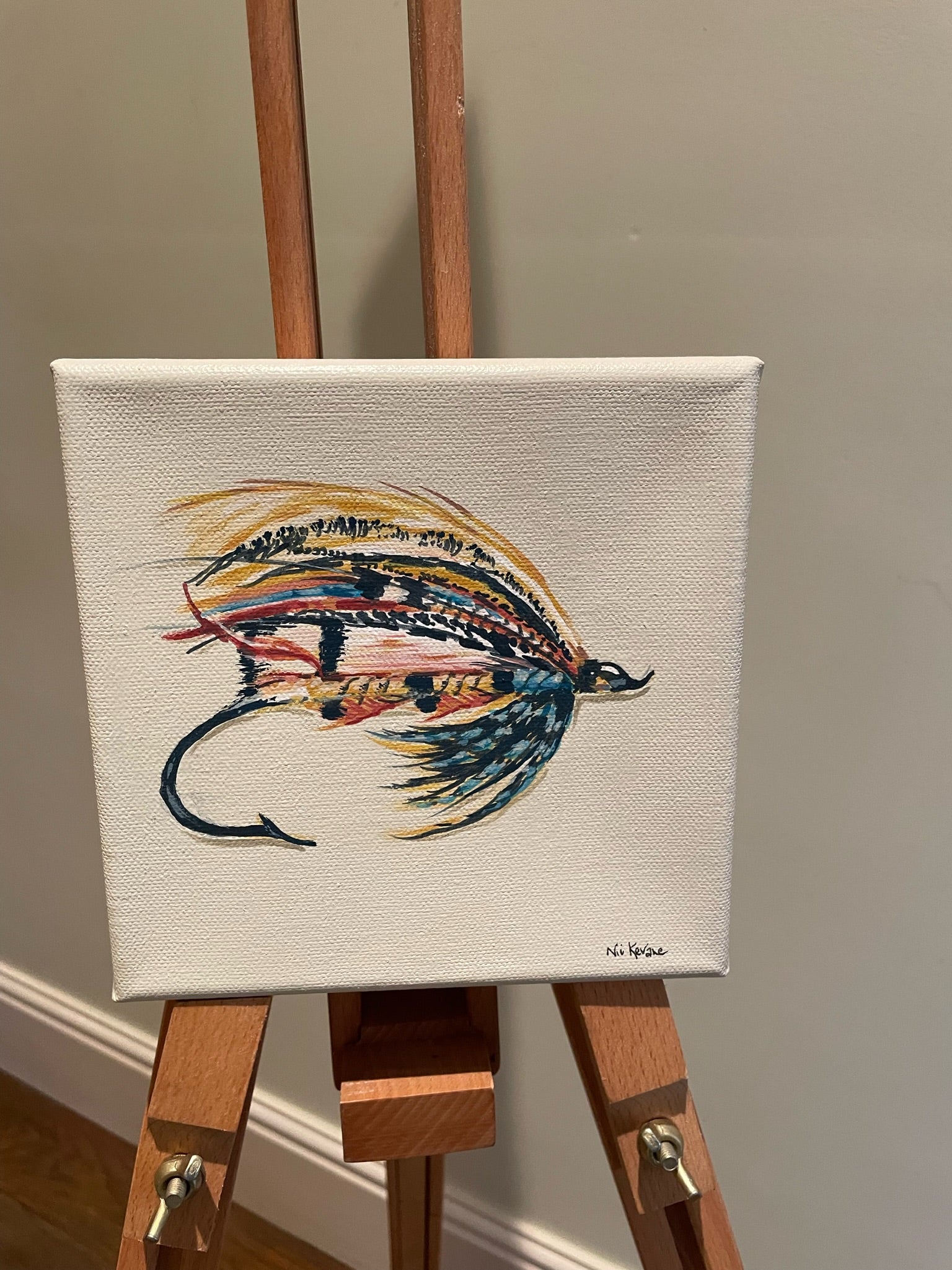 Fishing Fly - 15cm x 15cm mini paintings depicting various countryside subjects.