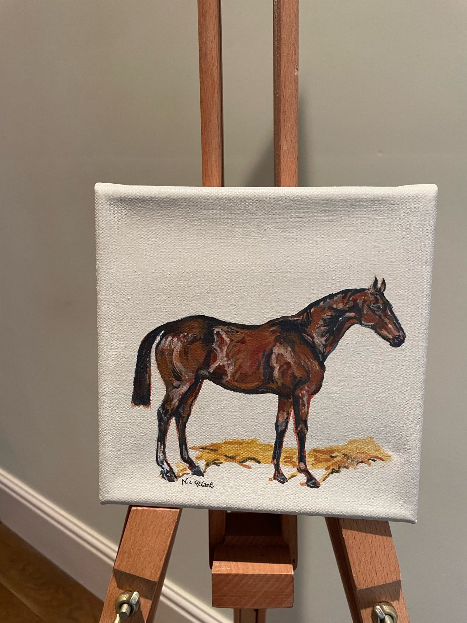 Bay Horse - 15cm x 15cm mini paintings depicting various countryside subjects.