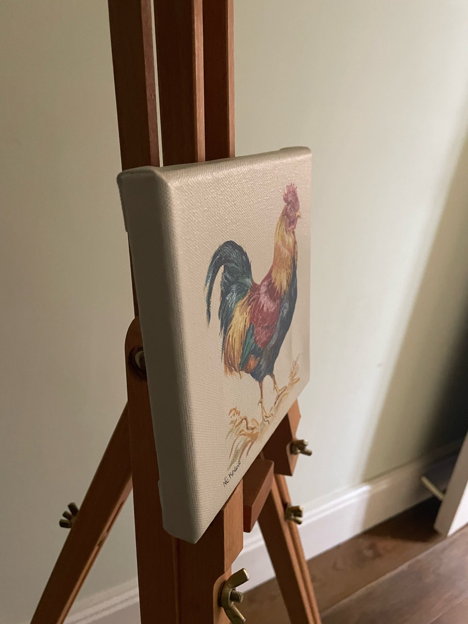 Standing Cockerel - 15cm x 15cm mini paintings depicting various countryside subjects.