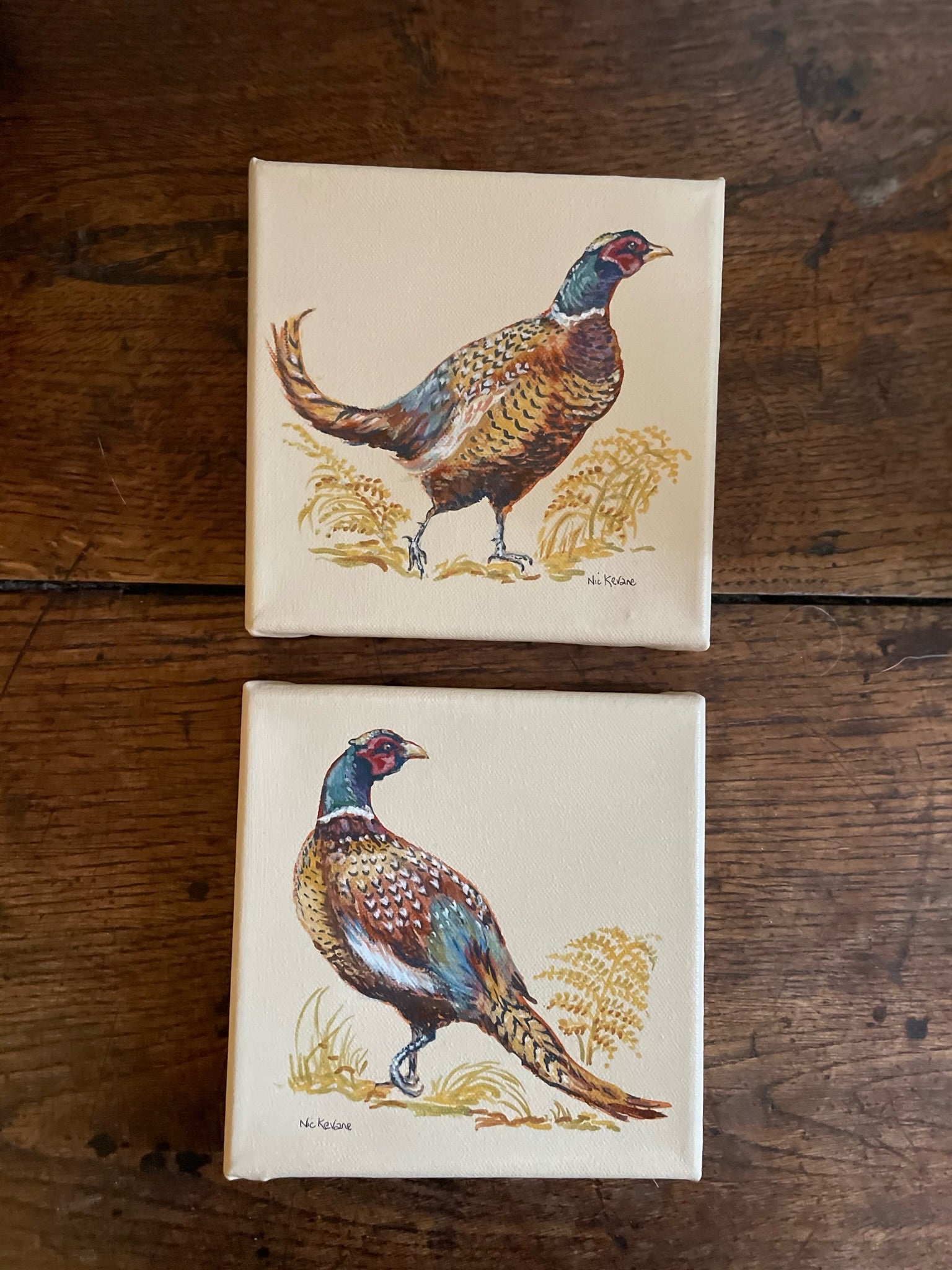 Pheasant I - 15cm x 15cm mini paintings depicting various countryside subjects.