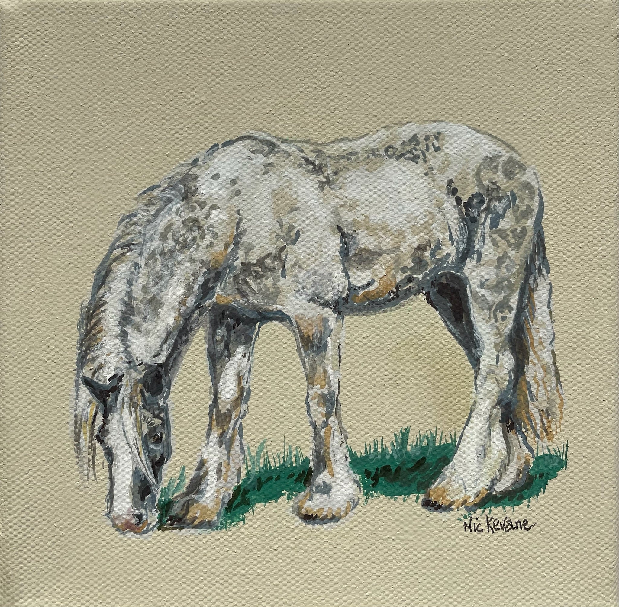 Dappled Grey Horse - 15cm x 15cm mini paintings depicting various countryside subjects.