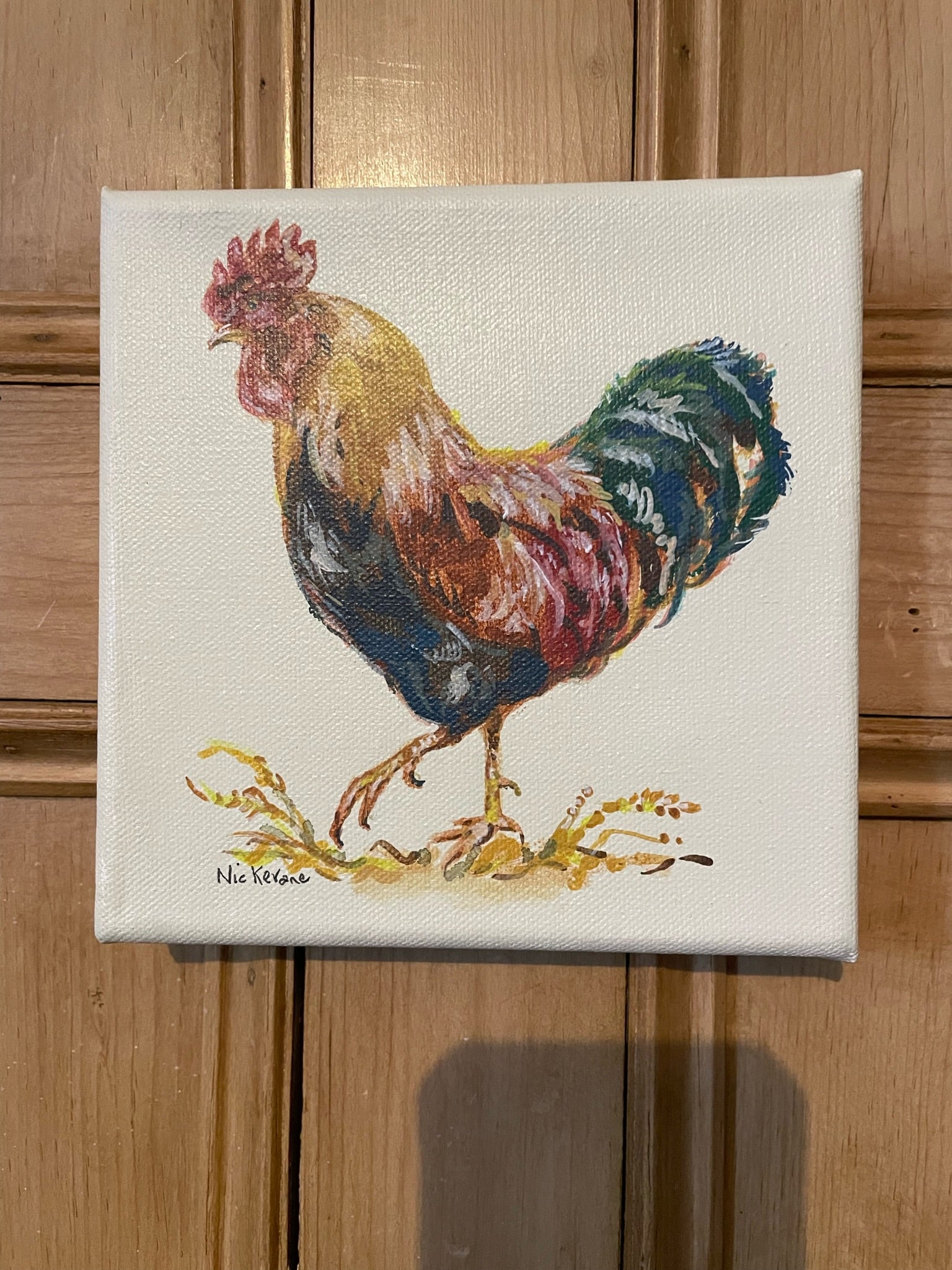 Strutting Cockerel - 15cm x 15cm mini paintings depicting various countryside subjects.