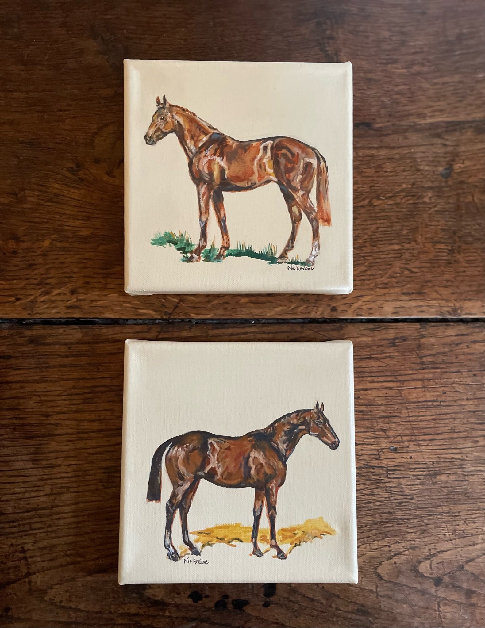 Bay Horse - 15cm x 15cm mini paintings depicting various countryside subjects.