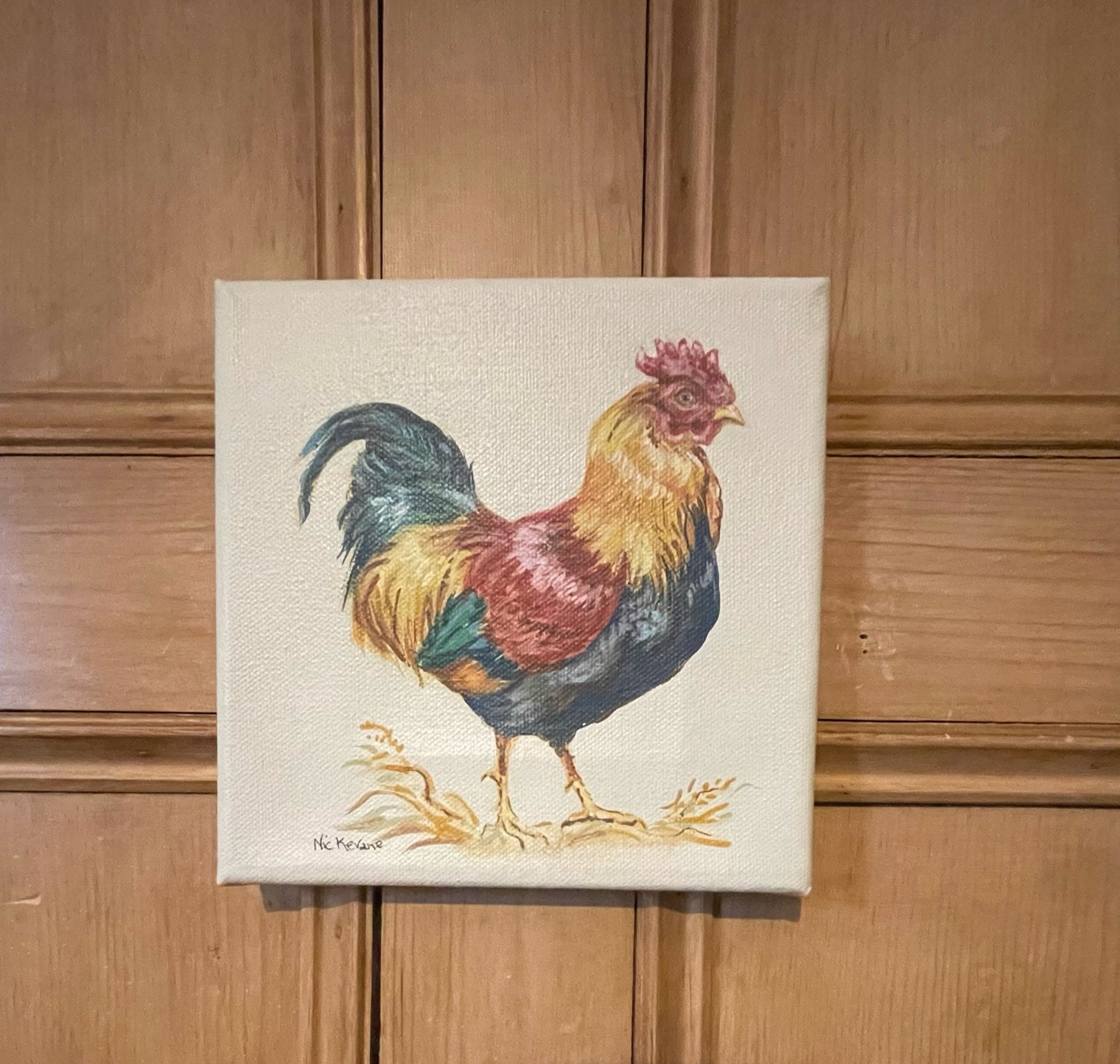 Standing Cockerel - 15cm x 15cm mini paintings depicting various countryside subjects.
